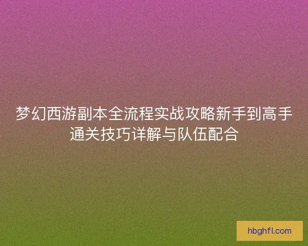 梦幻西游副本全流程实战攻略新手到高手通关技巧详解与队伍配合